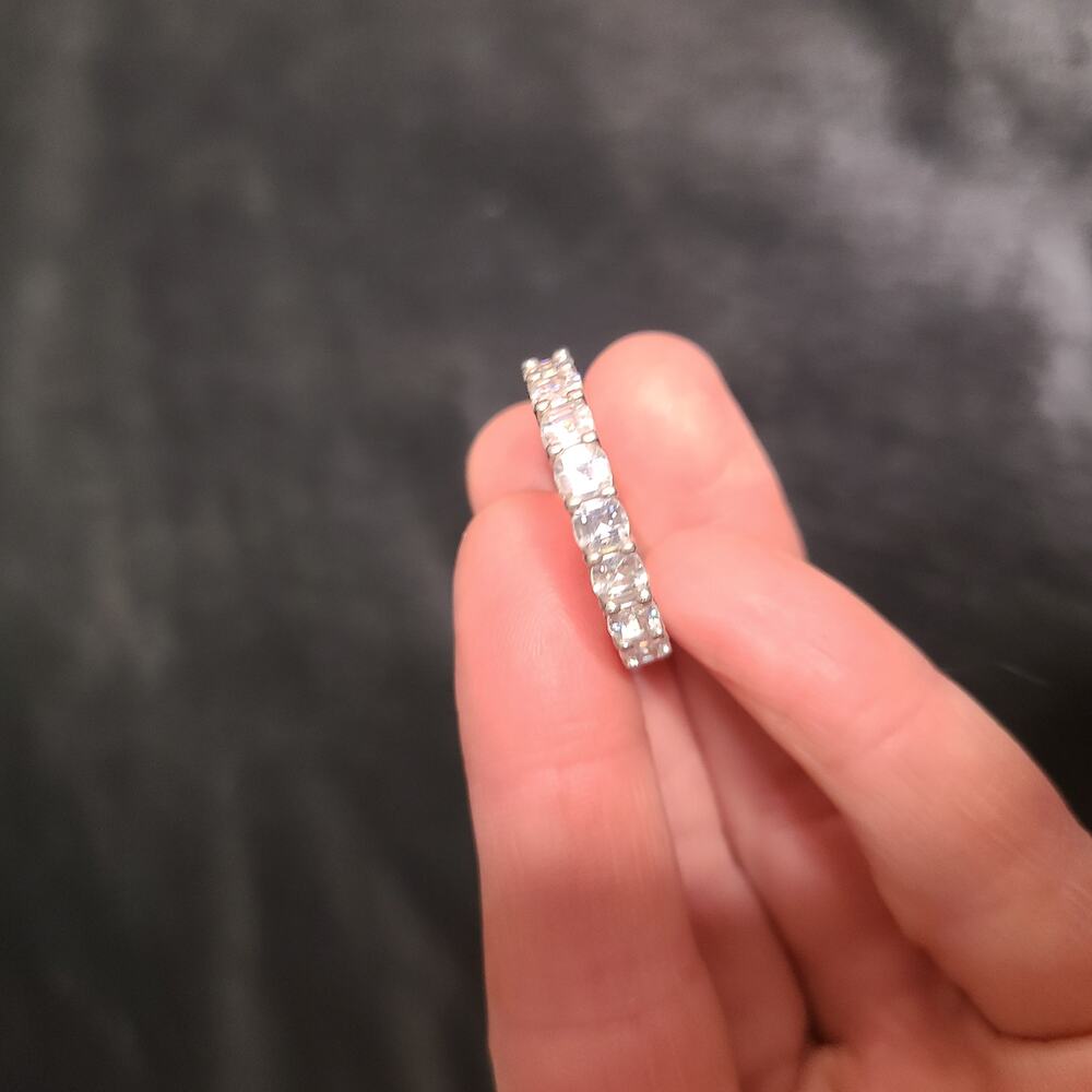 White gold style rhinestone Band size 8